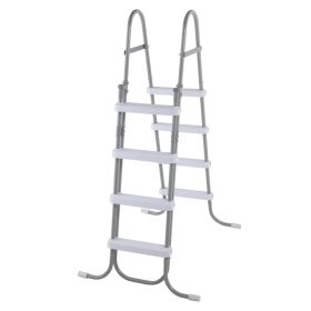 4 Steps 52in Pool Ladder Iron Grey Frame & White Steps Safety Ladder (Option: defaulttitle)